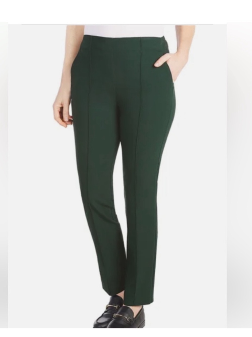 Hilary Radley Ladies' Pintuck Pull-On Pant, Green (Deep Emerald)